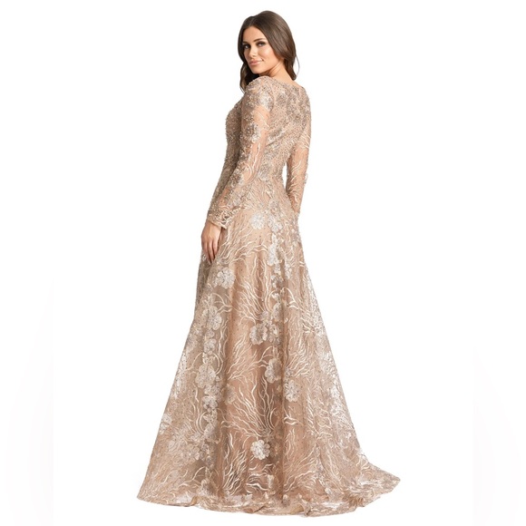 Mac Duggal long sleeve embroidered gown - Picture 6 of 8